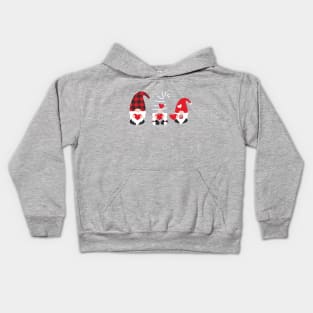 Gnome family, Three Gnomes Holding Hearts, Valentine's Day, Valentine ,Valentine Shirt Design Kids Hoodie